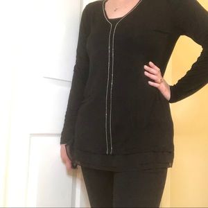 WHBM Black Top With Silver detailing